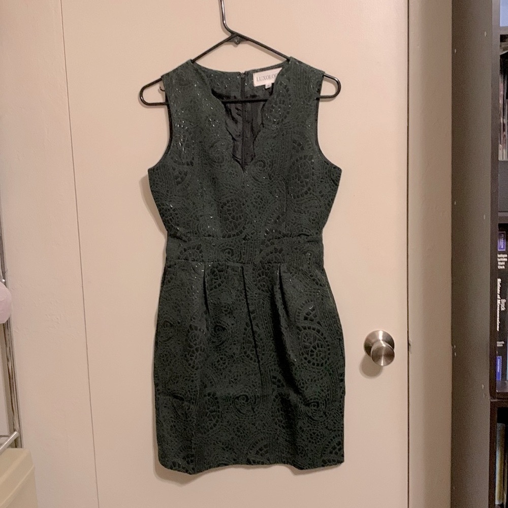Luxology dark green jacquard dress - Size 4